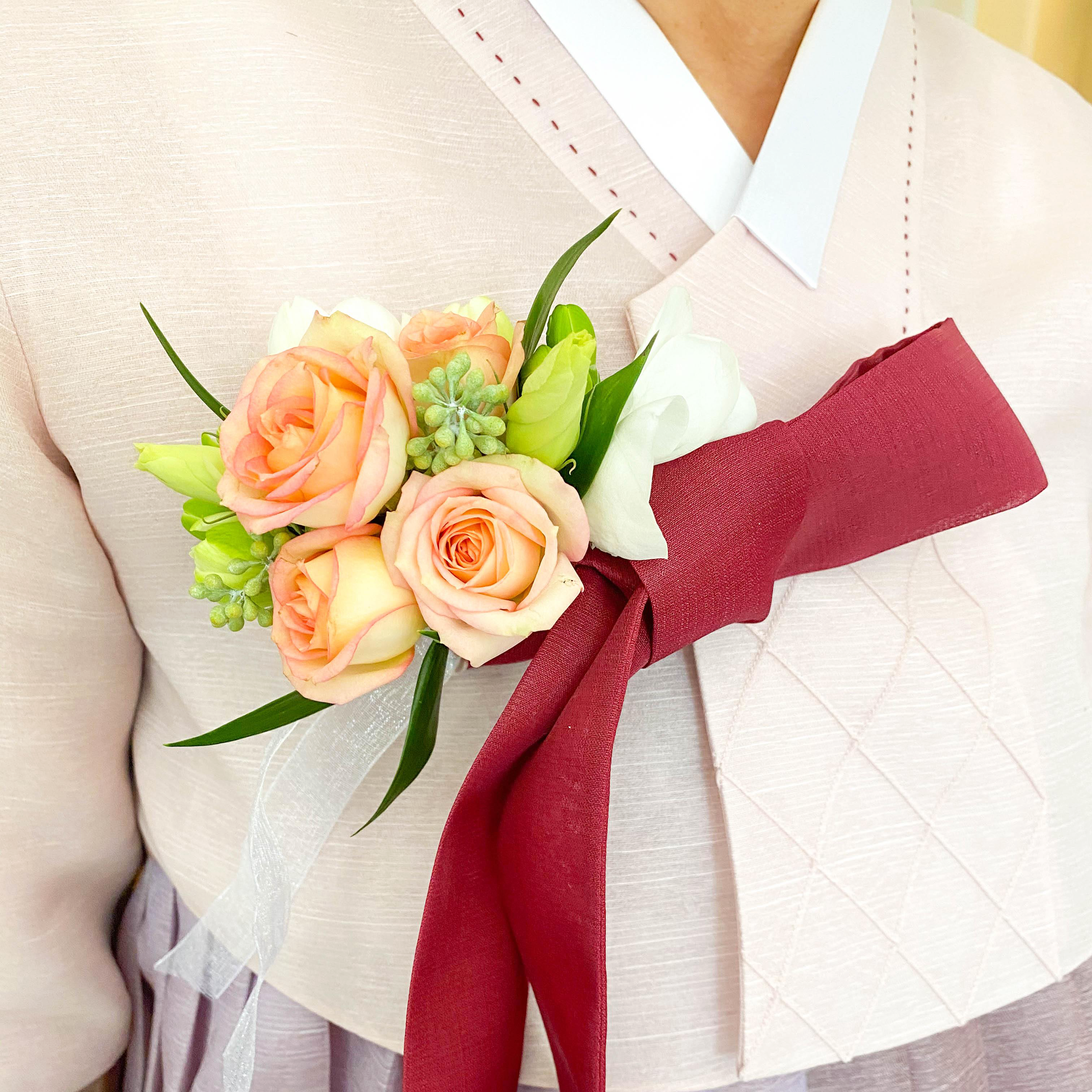 Peach Rose Corsage / Boutonniere