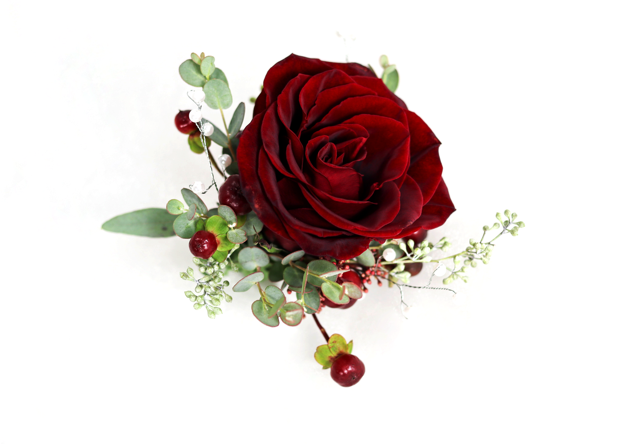 Burgundy Rose Corsage & Boutonniere