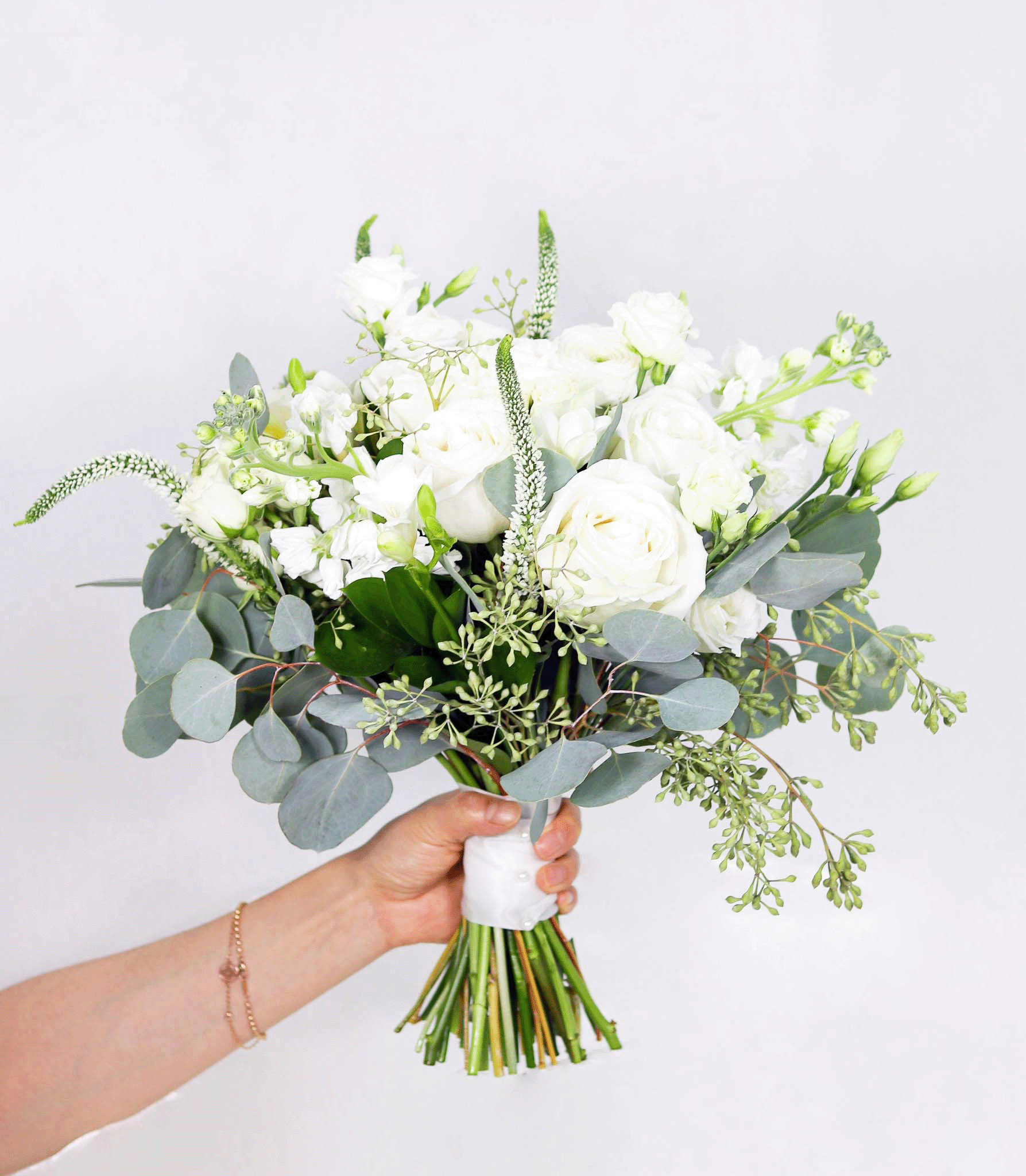 White Bridal Rose Bouquet