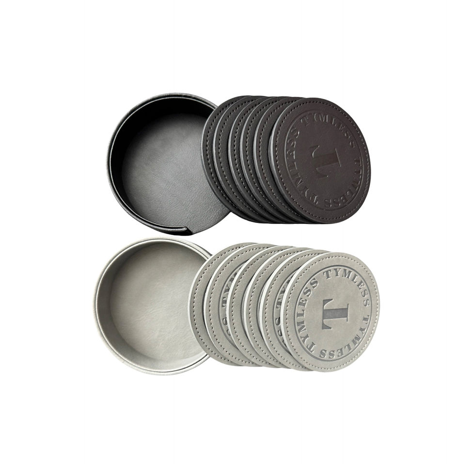 Thumbnail: Sleek Coaster Set: 6 Waterproof and Heat-Resistant Drink Coasters with Holder