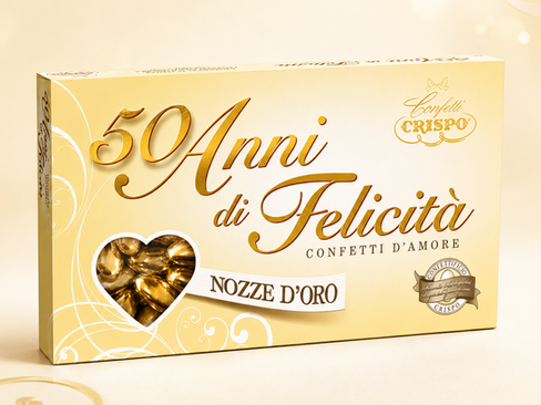 Confetti Crispo 50 anni di Felicità - Mandorla oro