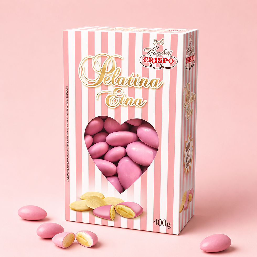 Pelatina Etna Rosa Crispo Confetti - Confetti alla mandorla pelata rosa per battesimi e comunioni