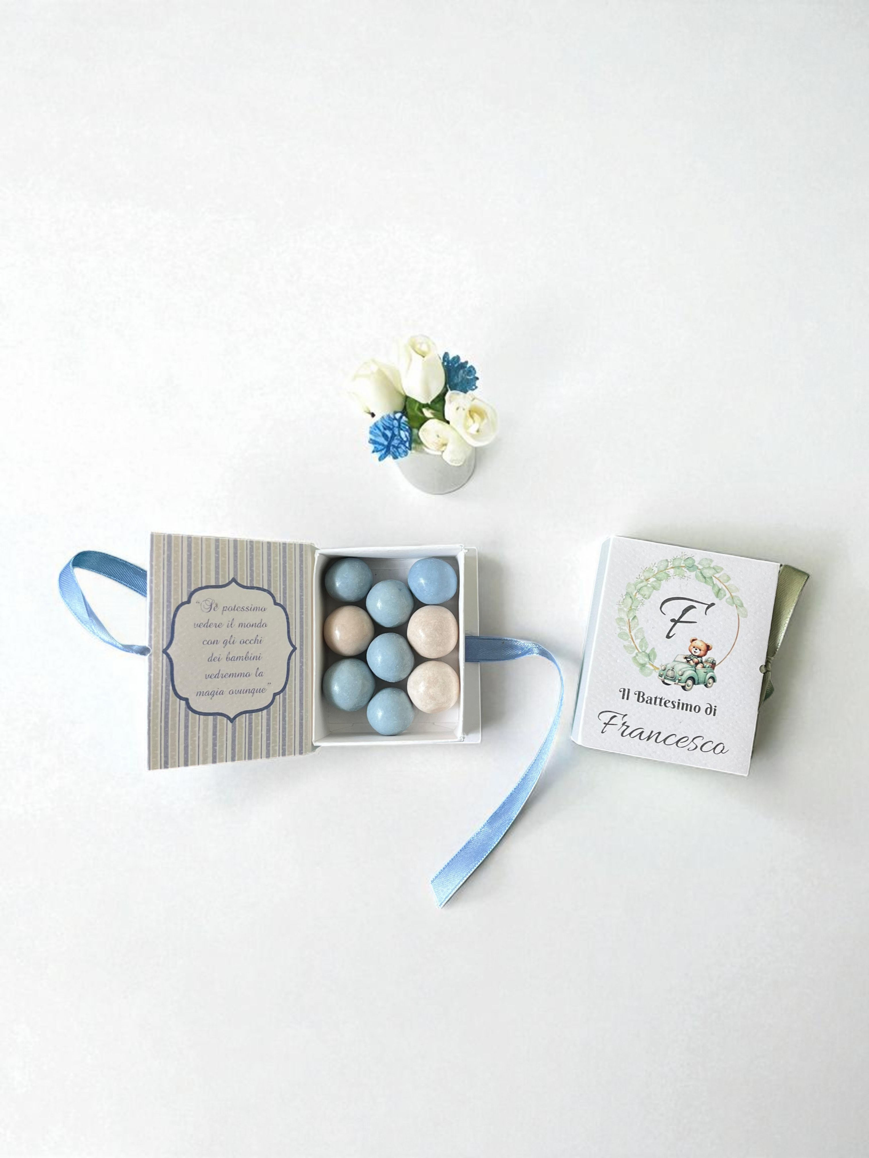 Scatolina mini libro con 9 confetti