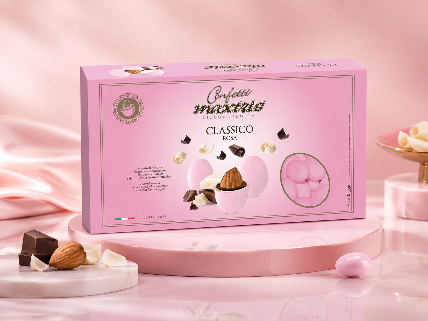 Maxtris Classico Rosa - Confetti alla mandorla rosa per battesimi comunioni e cerimonie romantiche