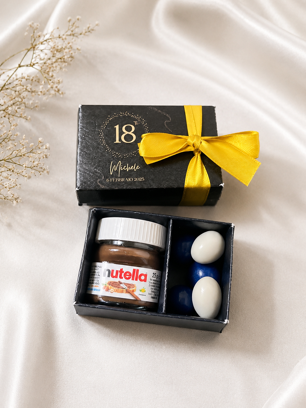 Scatola con nutellina e confetti
