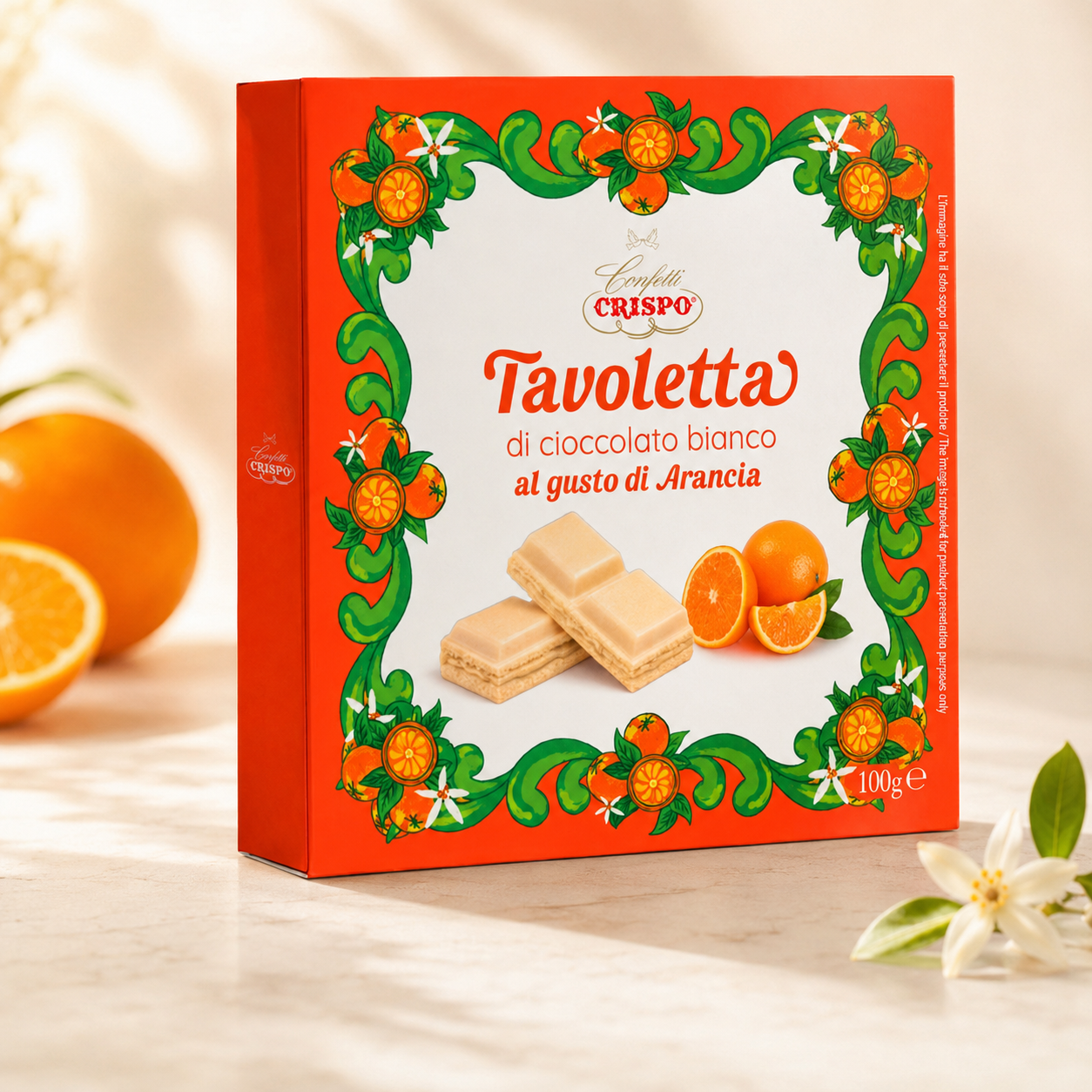 Tavoletta Crispo di Cioccolato Bianco all’Arancia – 100 g