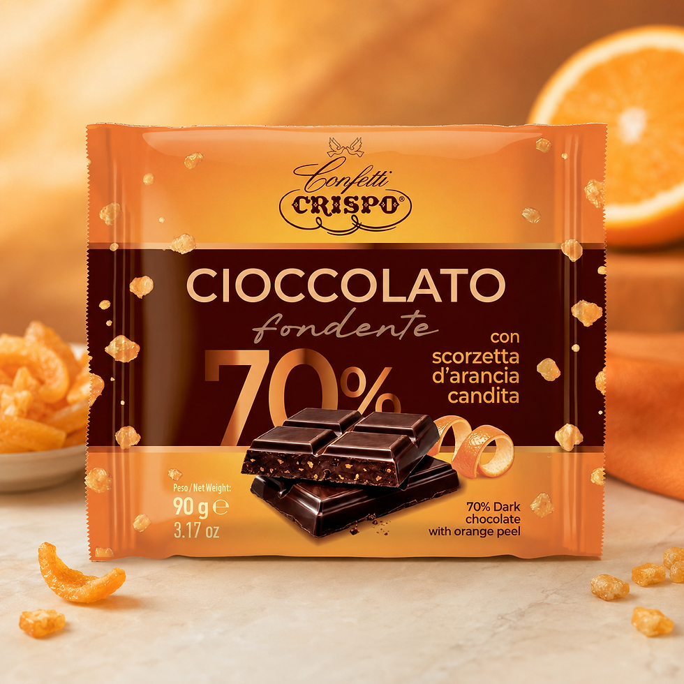 Crispo Tavoletta Cioccolato Fondente 70% con scorzetta di Arancia