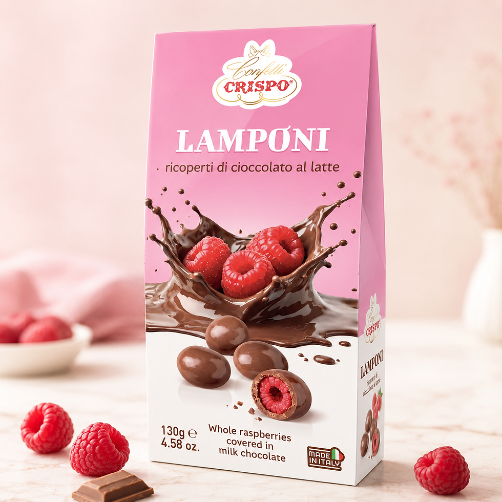 Lamponi ricoperti di Cioccolato al Latte Crispo – 130 g