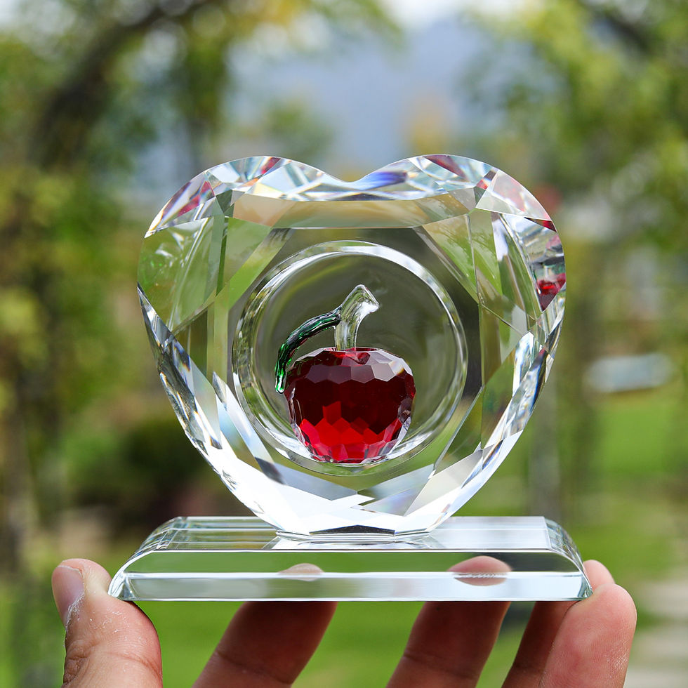 縮圖：Crystal Apple Art Glass Paperweight Glass Fruit Figurine
