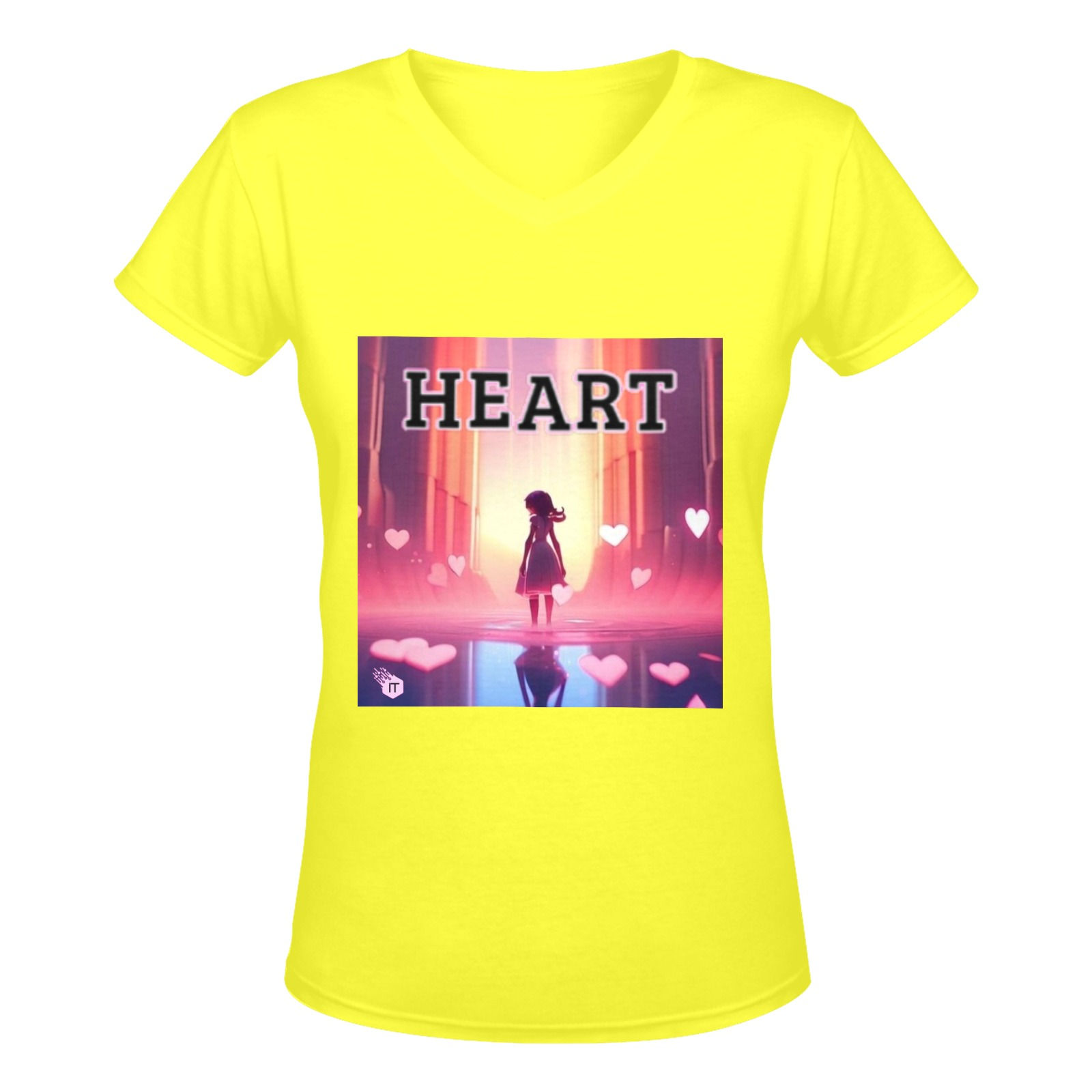 HEART not so lonely Yellow Women's Deep V-neck T-shirt
