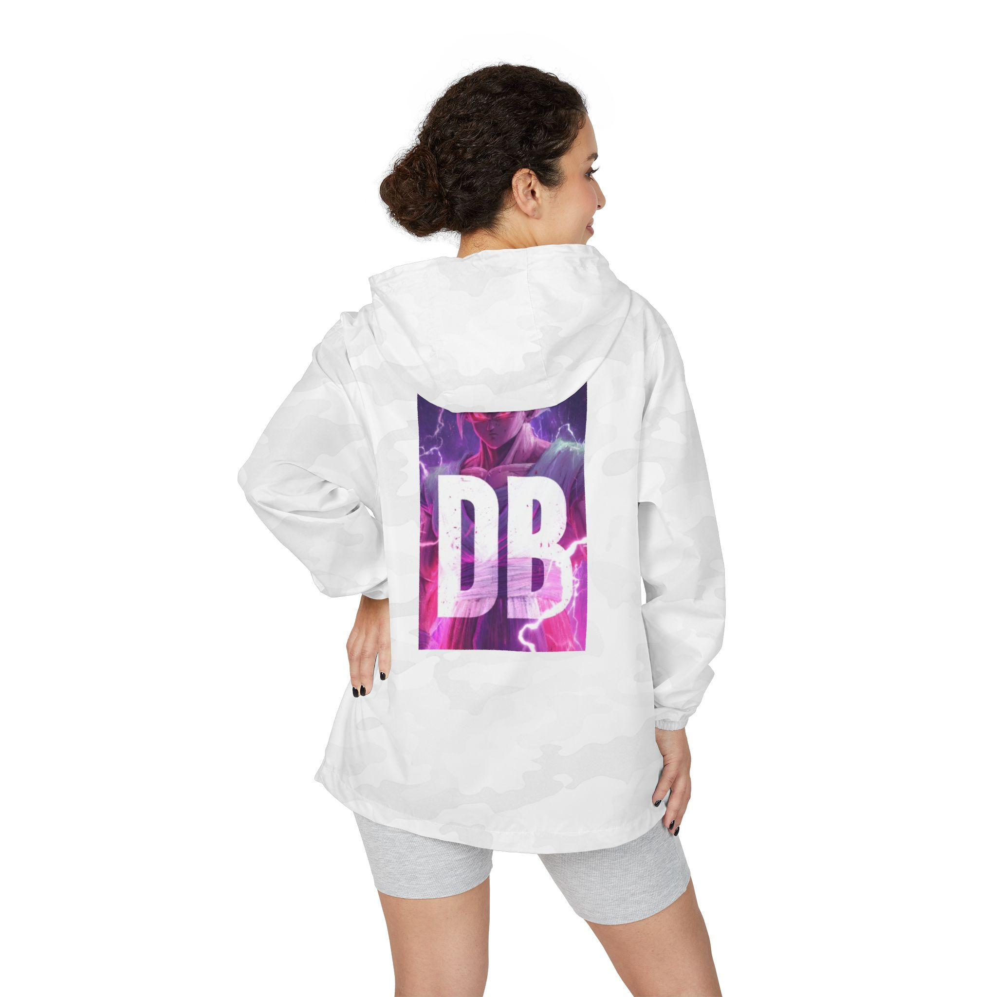 Windbreaker Jacket — Neon DB Graphic Back Print