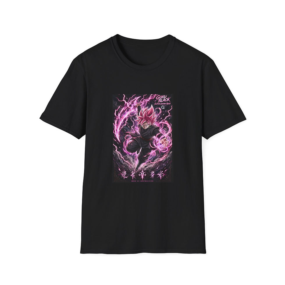 섬네일: Unisex Rose Black T-Shirt