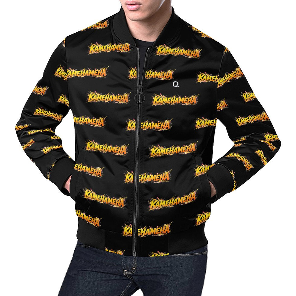 الصورة المصغرة: Kamehameha Black All Over Print Bomber Jacket