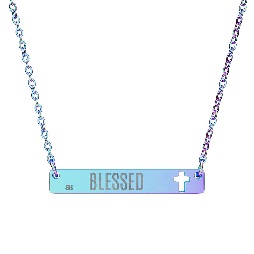 الصورة المصغرة: Engraved Cross Bar Necklace - Blessed Jewelry