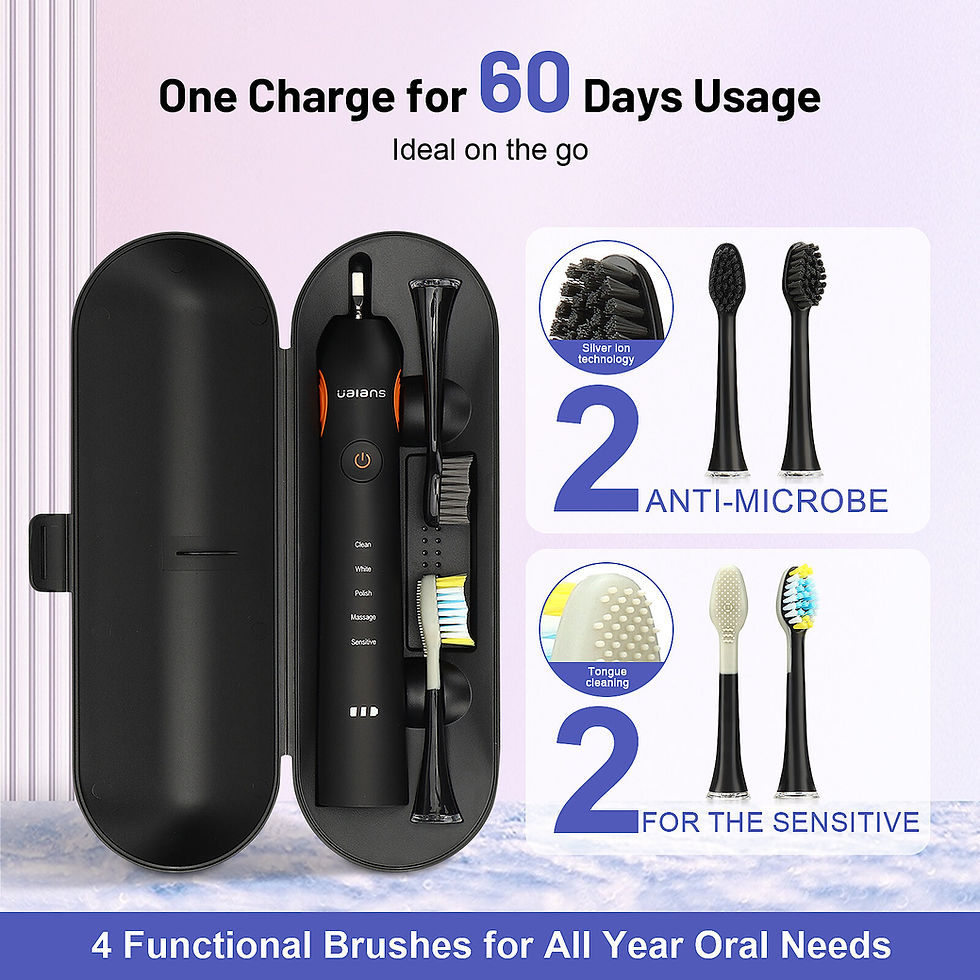 Miniatura: Ualans Electric Sonic Toothbrush With 5 Modes 4 Replacement Brush Heads 
