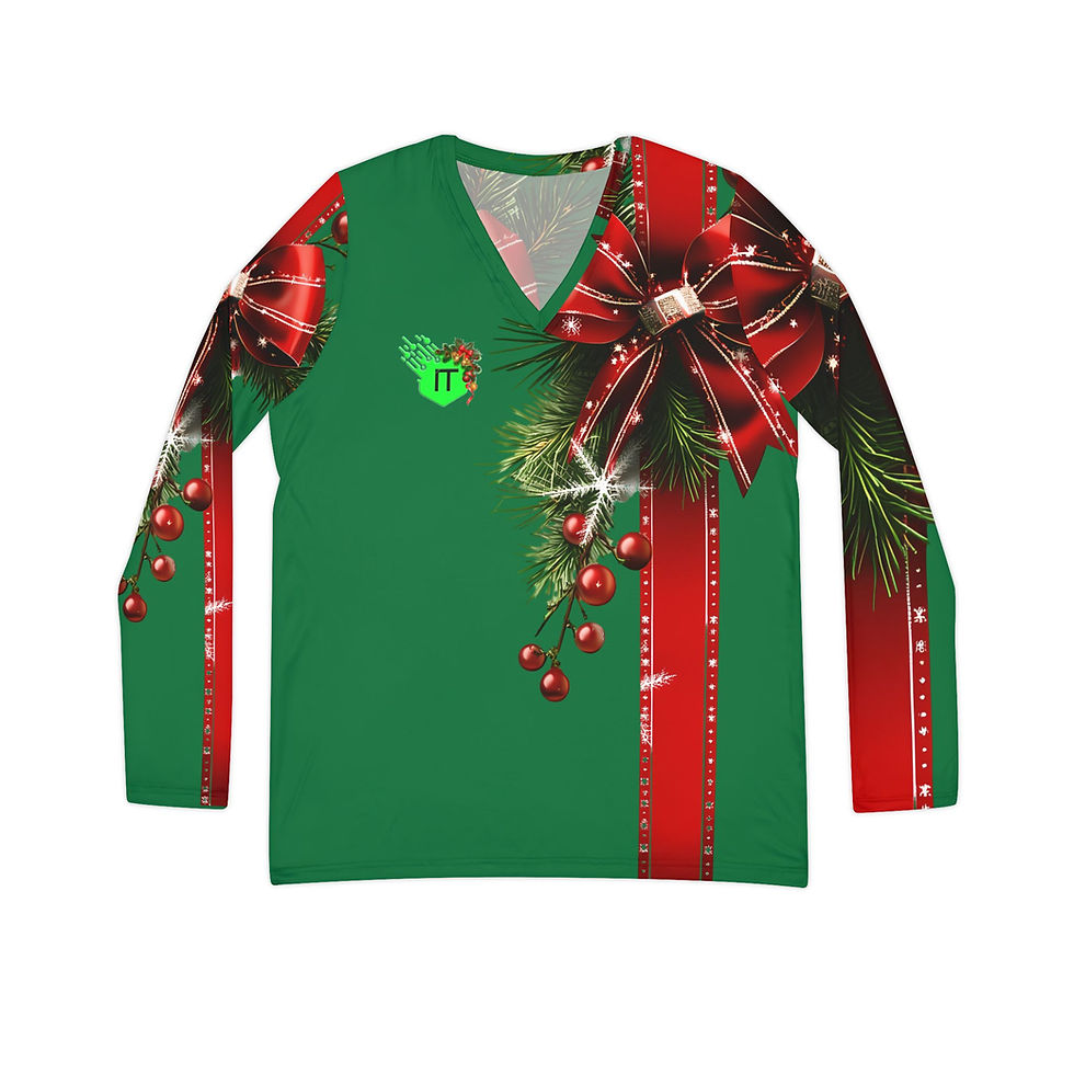 (X-mas) IT Wrapped Shirt Green with Red Bow Tie