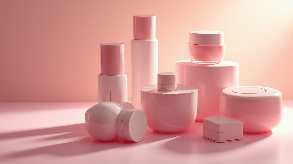 High angle view of various beauty products featured in an exclusive promo