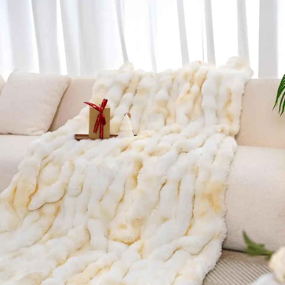 縮圖：1pc Faux Rabbit Fleece Blanket