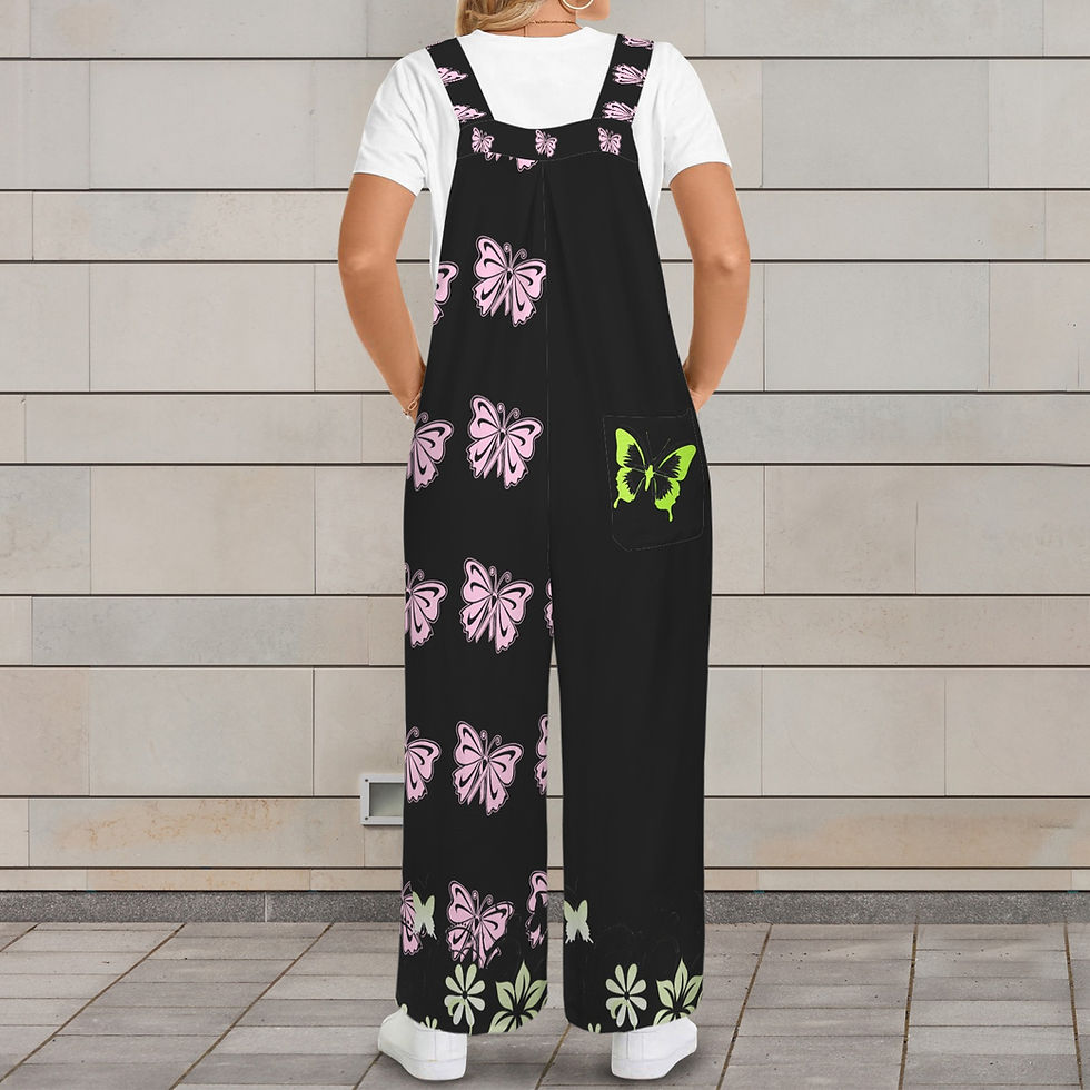 섬네일: (Cancer Awareness) Care Pink/Black Wide Leg Jumpsuit