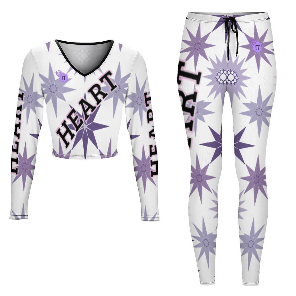 الصورة المصغرة: HEART 2 HEART V set Women's V-neck Long Sleeve Yoga Set