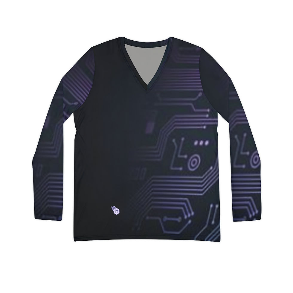 縮圖：Digital Age Women's Long Sleeve V-neck Shirt