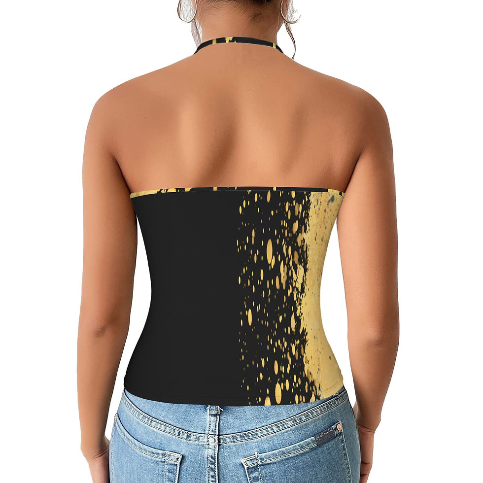 थंबनेल: Classic Gold Women's V-Neck Halter Top