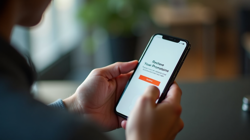 Close-up view of a person receiving a promotional email on a phone