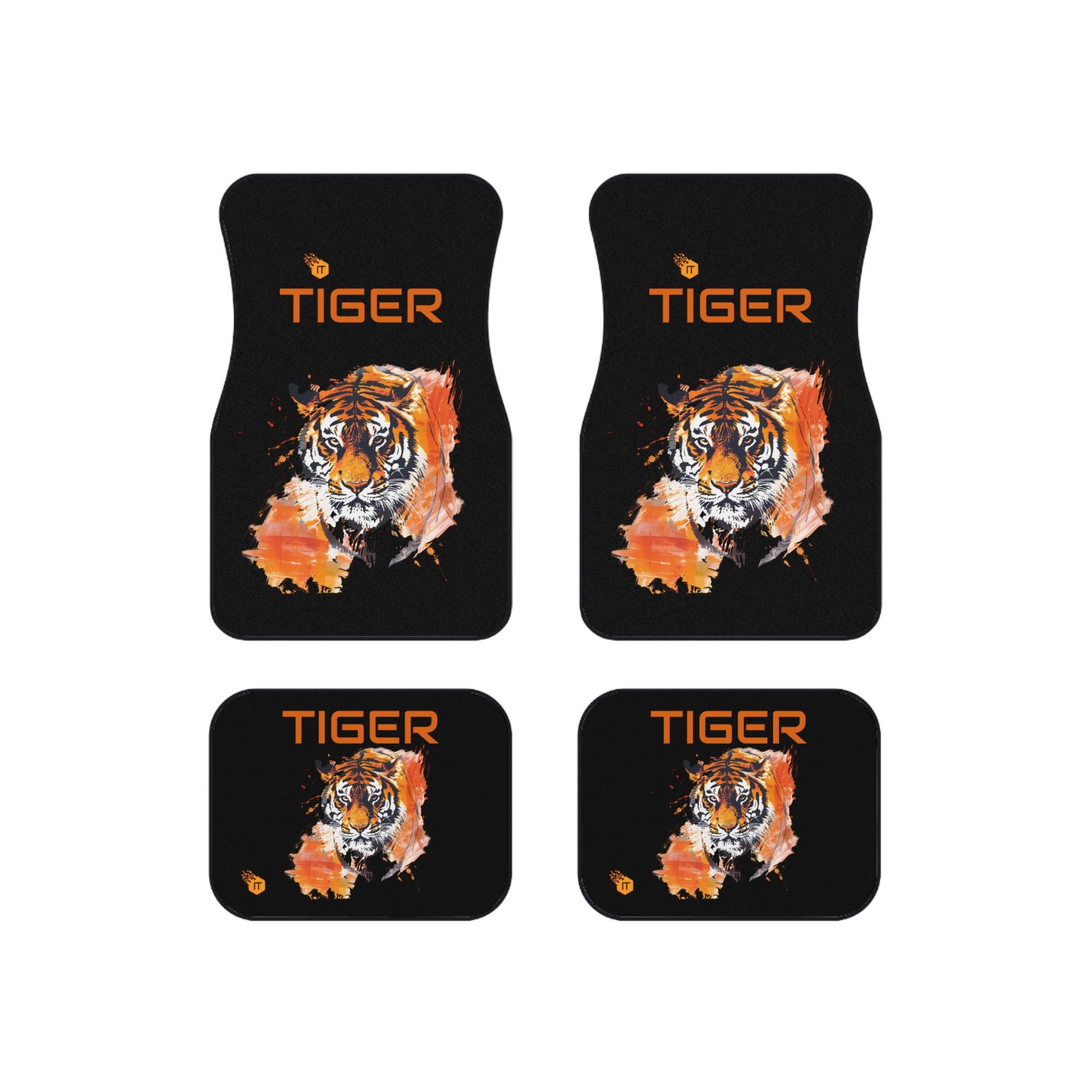 Tiger-Themed Car Mats Set of 4 - Stylish Auto Accessories for Animal Lovers