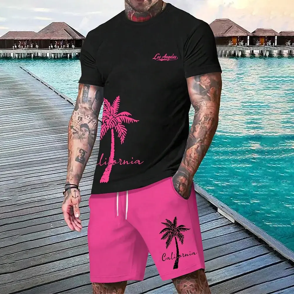Men's Short Sleeved Casual Shorts Set