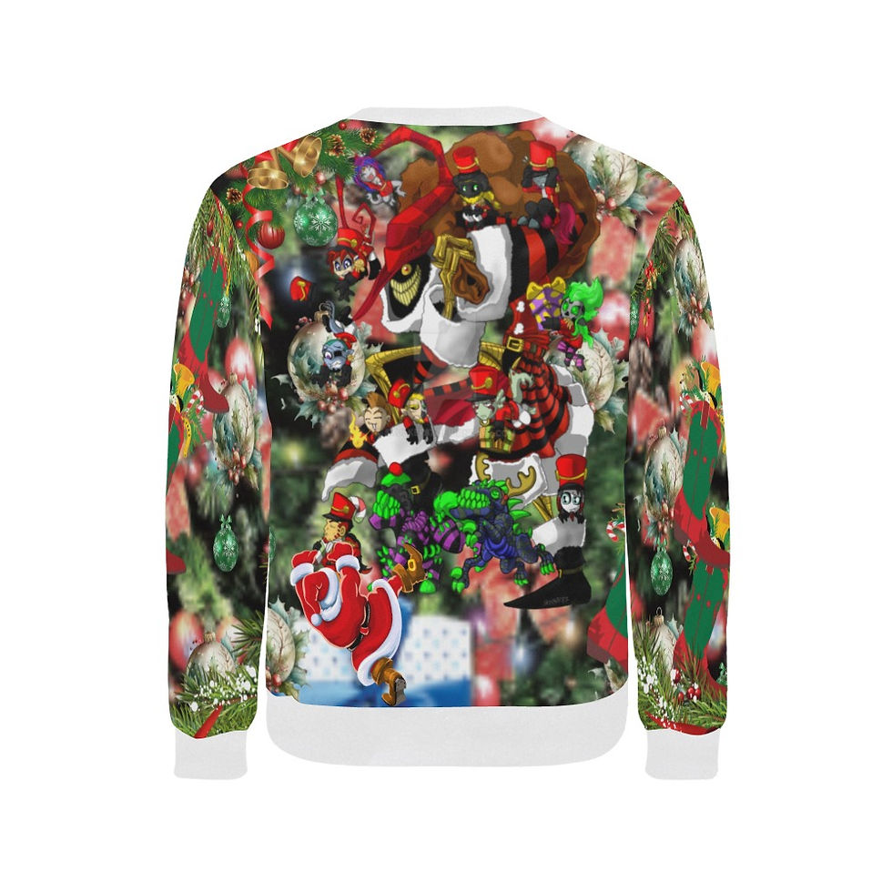 (X-mas)Nightmare Clause Runner White Men's Rib Cuff Crew Neck Sweatshirt