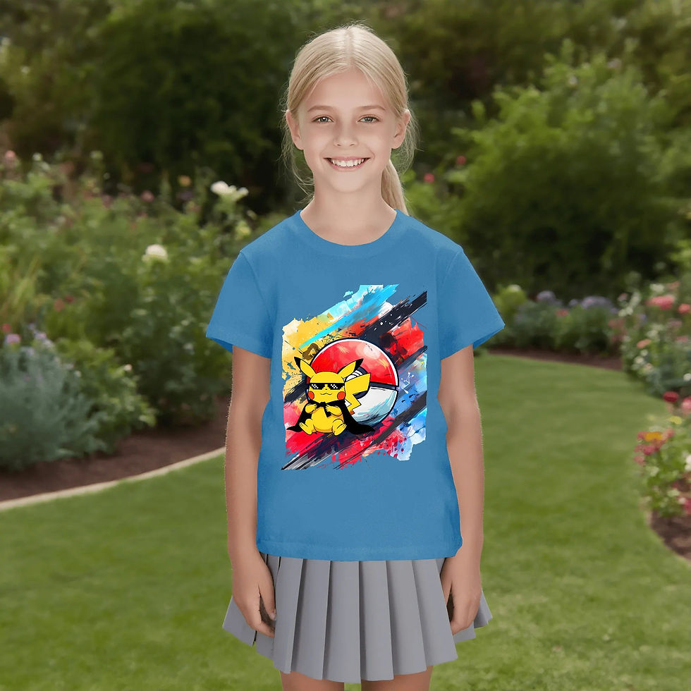 縮圖：Cool Cat and ball in US- Kids Crew neck T-shirts