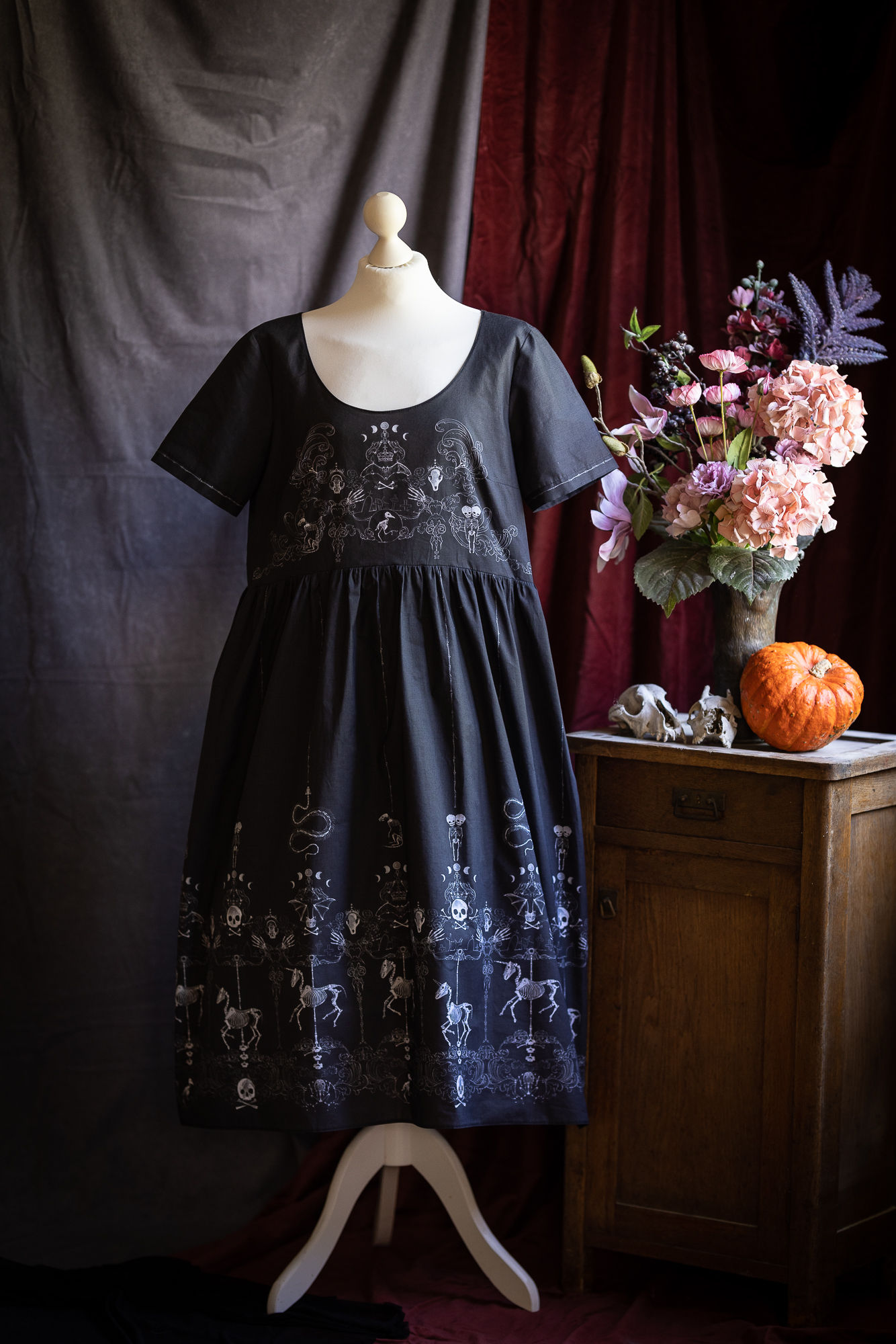 'Cemetery-go-Round' loose dress / dark charcoal version