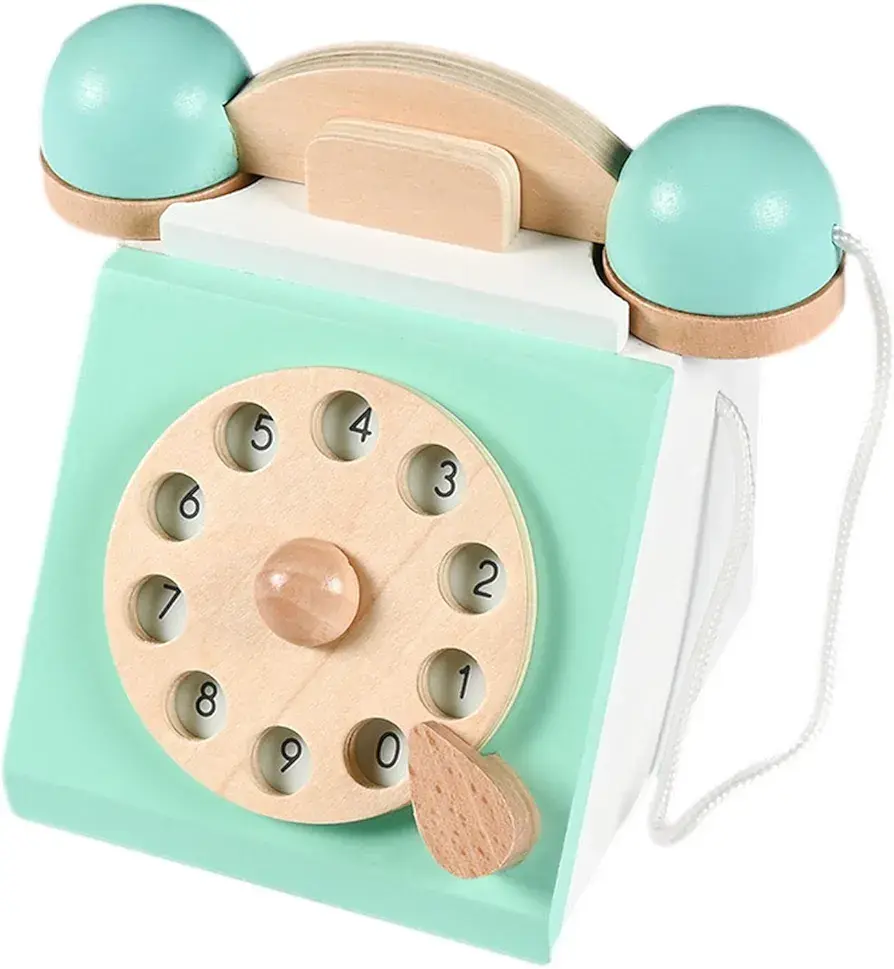 Wooden Retro Toy Phone For Kids in vintage style
