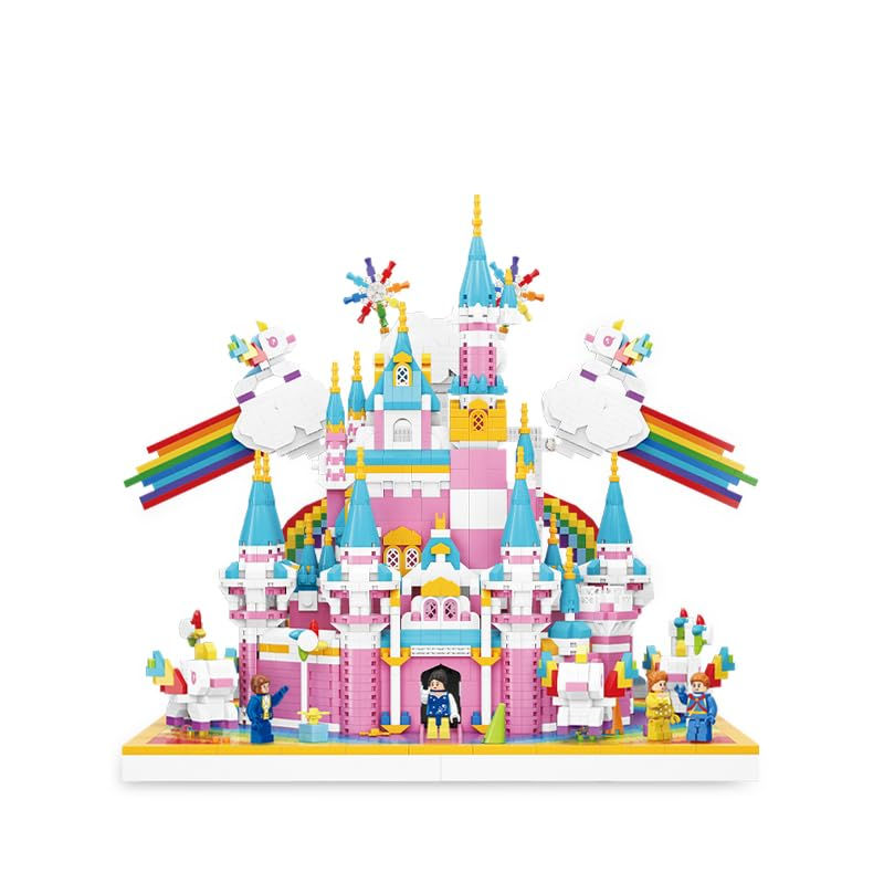 Unicorn Castle Building Blocks For Kids With Pastel Towers