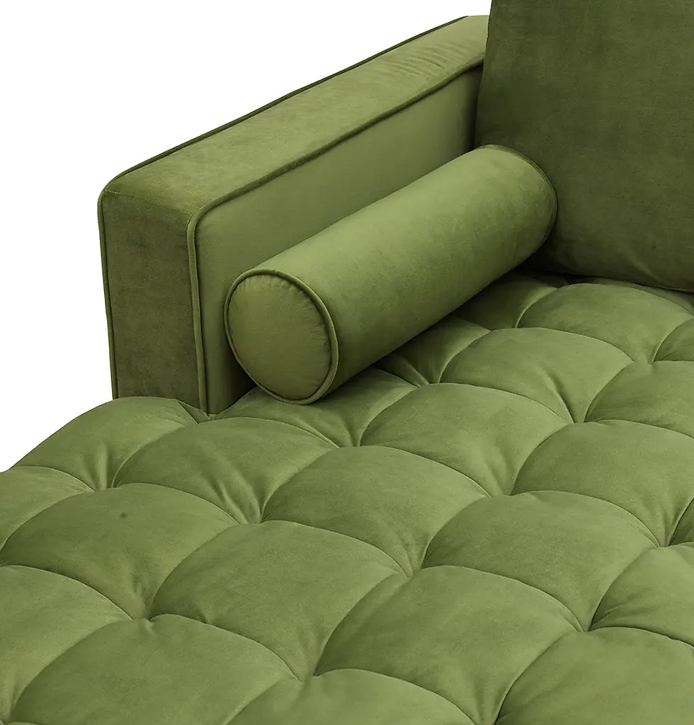 Thumbnail: Bente Tufted Velvet Sectional Sofa - Green