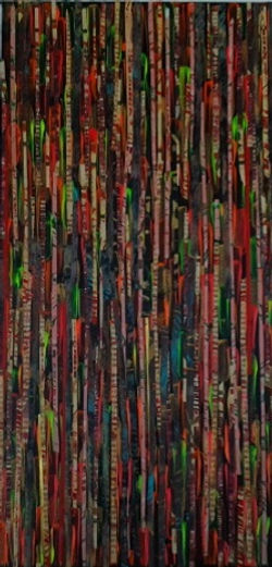 colagem de tiras de papel pintadas, 40X30