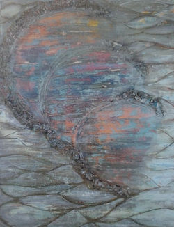 Tela, acrílico e casca de ovo, 40X30