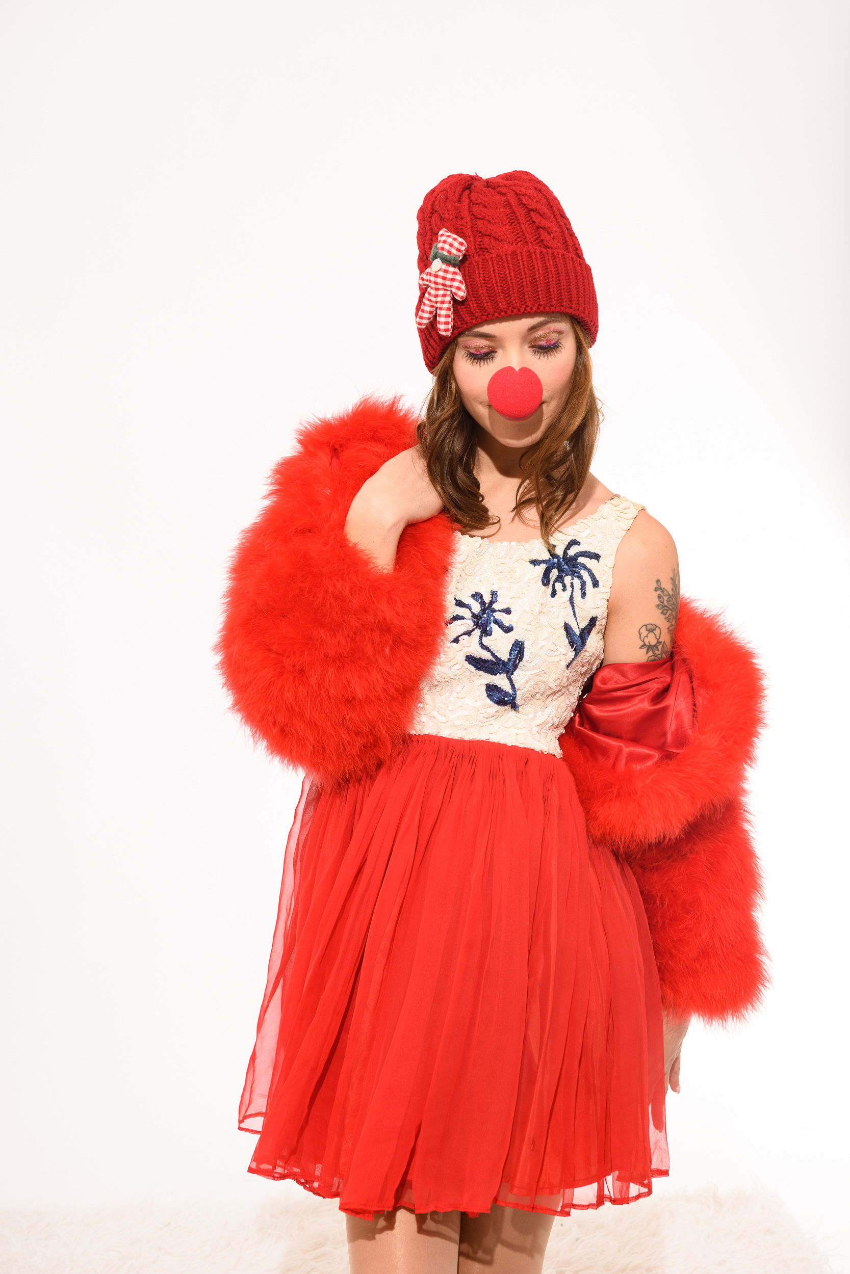 Gingham Teddy Beanie