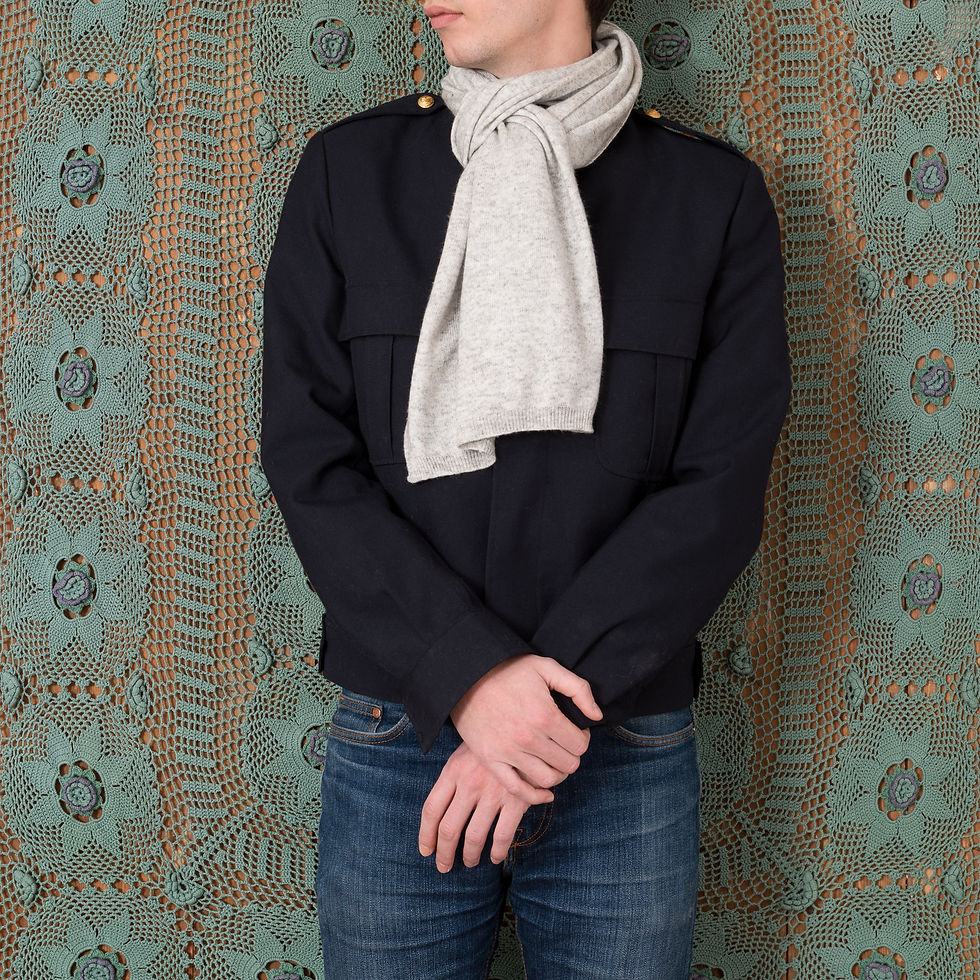 Light Grey Knit Cashmere Scarf