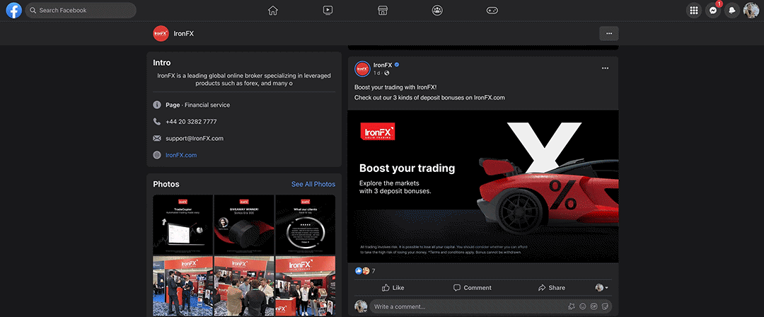 animated Facebook post with red sport car designed for a forex company