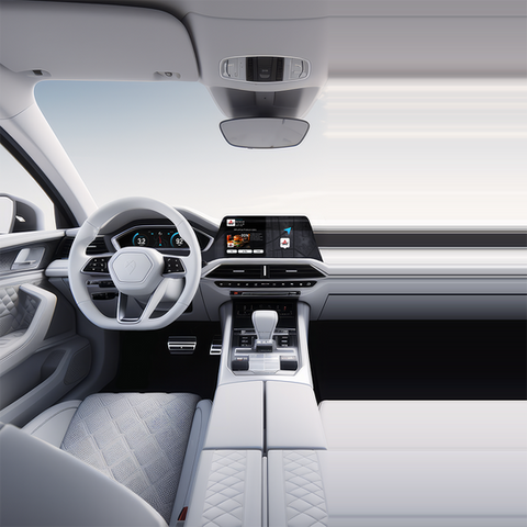 AI generated white futuristic car interior