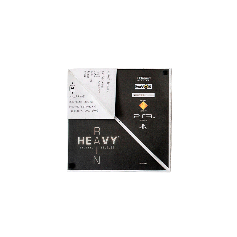 Heavy Rain video game CD origami bird packaging design