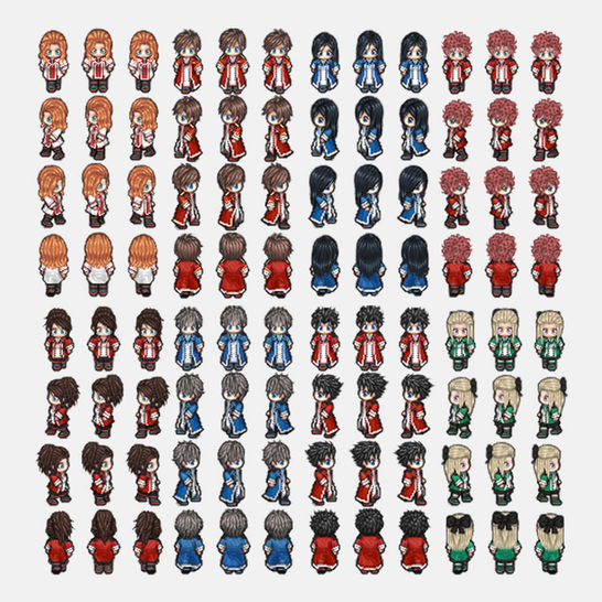 Erah video game characters pixel art sprite sheet