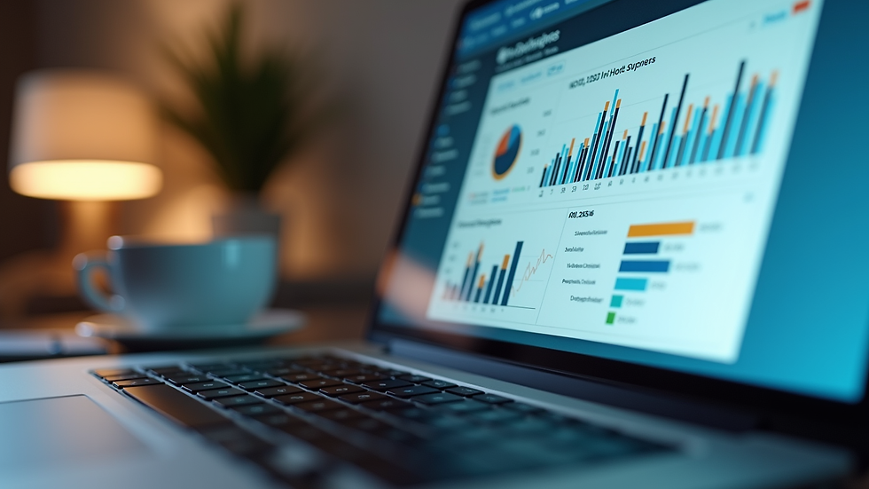 Nahaufnahme eines Laptop-Bildschirms mit Hotel-Performance-Dashboards