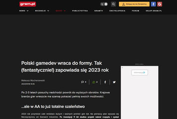 gram.pl | Polski gamedev wraca do formy. Tak (fantastycznie!) zapowiada się 2023 rok