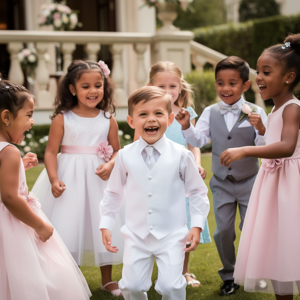 Baby Boys White 4pc Waistcoat Suit