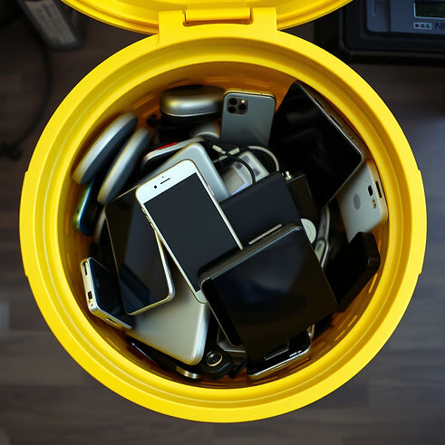 bin filled with smartphones, laptops, and other electronics.jpg