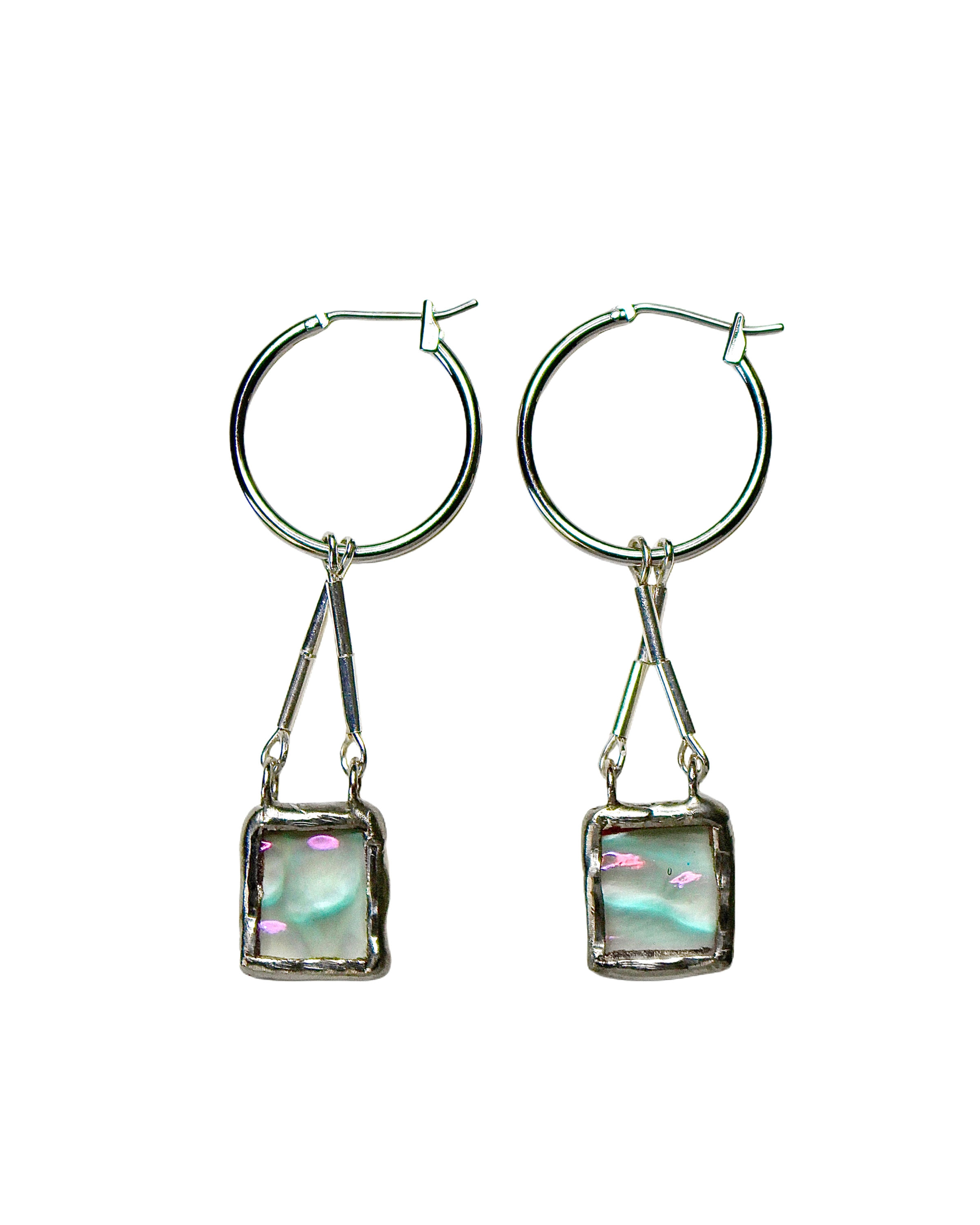 Waterfall Dichroic Glass Hoops
