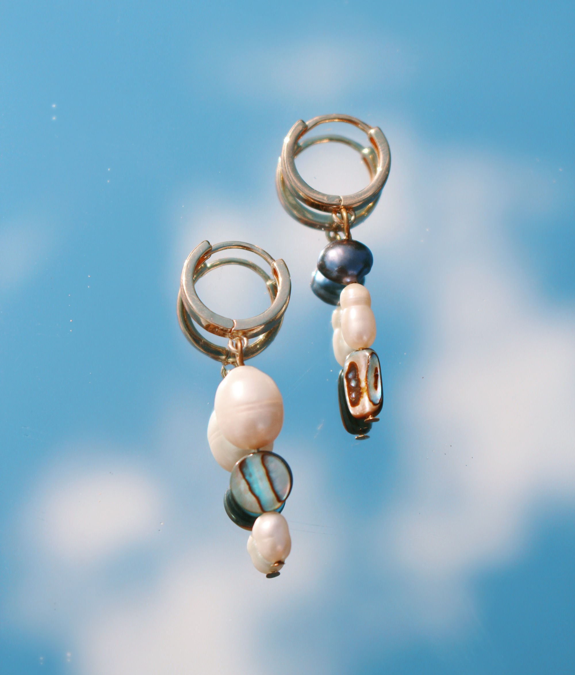 abalone & pearl huggies