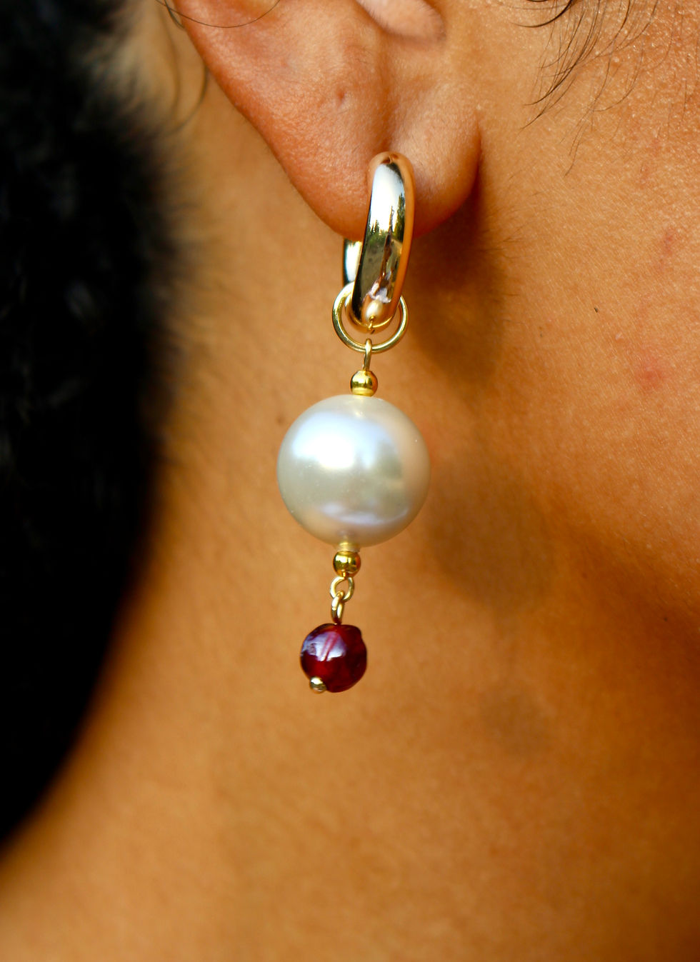 Thumbnail: Ruby Glass & Sphere Hoops